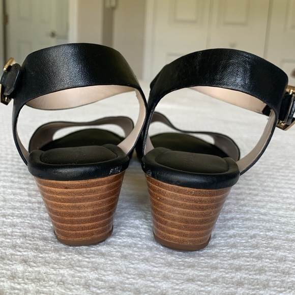 Cole Haan black leather wedge sandals size 7.5 - Picture 5 of 11